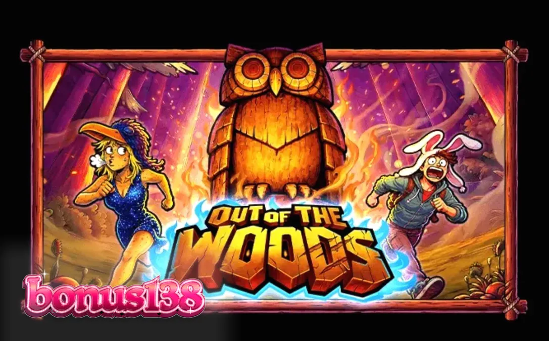 Tampilan visual slot Out of the Woods dengan karakter hewan lucu dan latar belakang hutan.